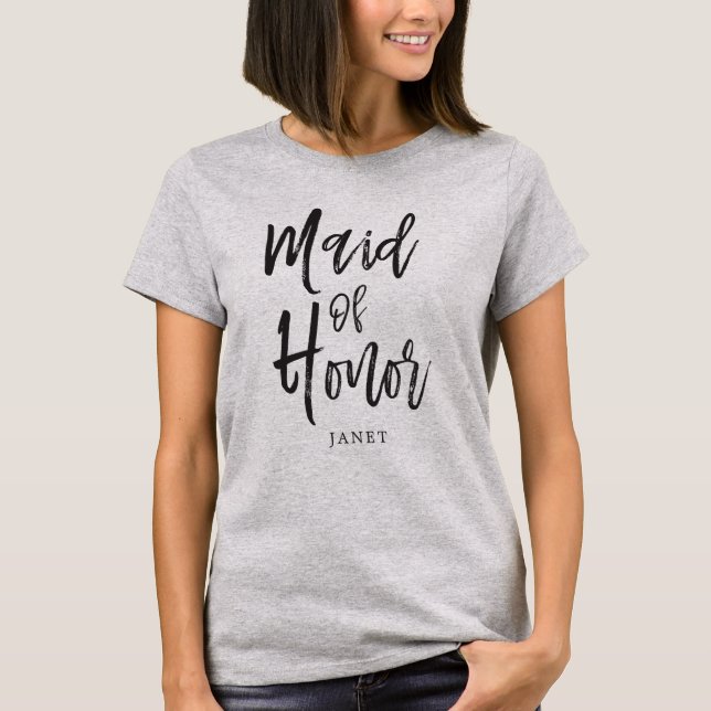 T-shirt Style de script "Maid of Honor" Mariage personnali (Devant)