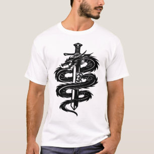 T-shirt Style de tatouage d'épée enveloppée de dragon