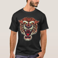 Style de tatouage old school tête de tigre