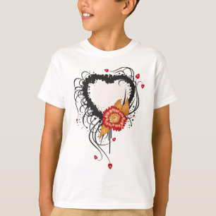 T-shirt Style Grunge Noir Coeur et Fleur