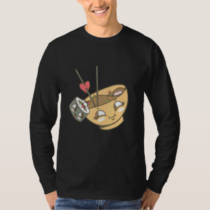 T-shirt Style Japonais Joyeux Sushi & Soupe Avec Baguettes