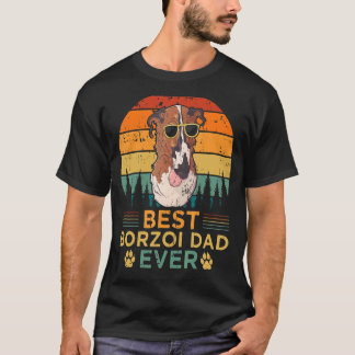 T-shirt Style Mens Retro Meilleur Borzoi Papa Jamais Fête 