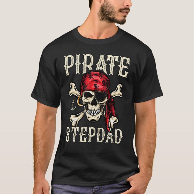 T-shirt Style Mens Rétro Skeleton Pirate Stepdad Gras (Devant)