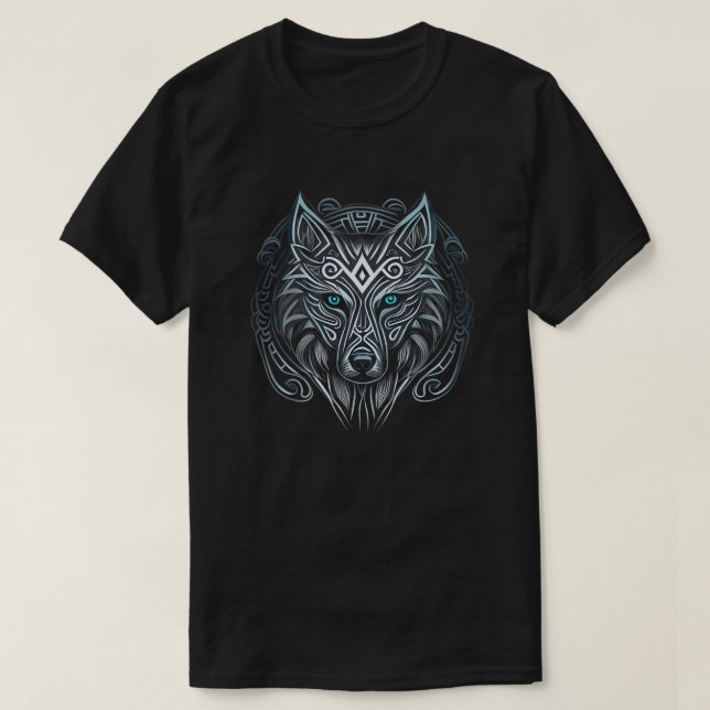 T-shirt Style Norse Viking Wolf Tattoo Animal sauvage (V. (Design devant)