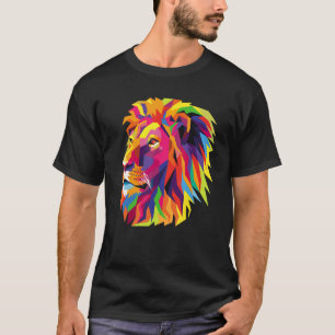 T-shirt Style pop art de tête de lion coloré