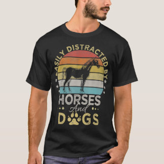 T-shirt Style rétro Facilement distrait par les chevaux et