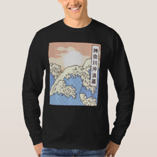 T-shirt Style Rétro Japonais Grande Vague Kanagawa Vintage