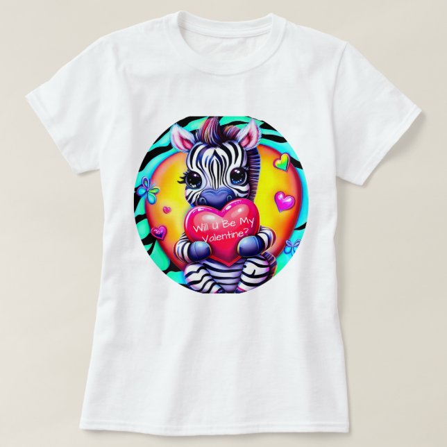 T-shirt Style rétro Zebra Valentine (Design devant)