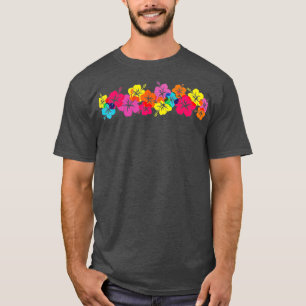 T-shirt Style Surfer Hibiscus Vintage Ligne de Fleur Plage
