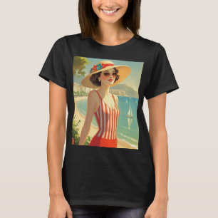 T-shirt Style vintage Côte d'Azur Beach Girl