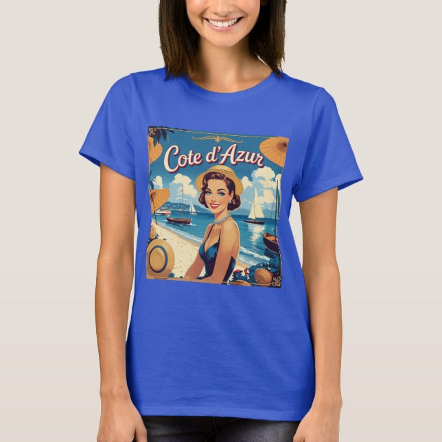 T-shirt Style vintage Côte d'Azur Beach Girl (Devant)
