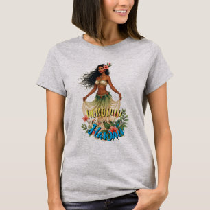 T-shirt Style vintage Hawaiian Travel Honolulu Hula Girl