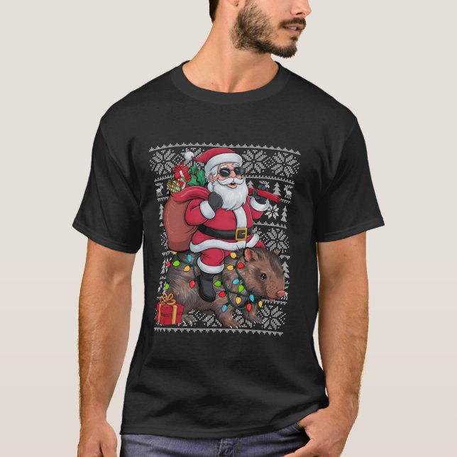 T-shirt Style Xmas moche Père Noël équitation Platypus Noë (Devant)