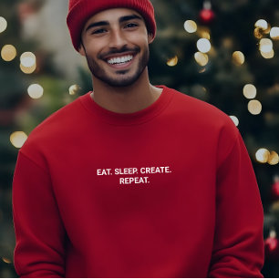 T-shirt Stylish Men Red Eat Sleep Créer Slogan Répéter