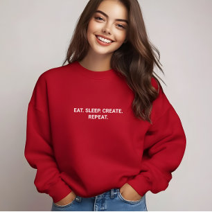 T-shirt Stylish Red Eat Sleep Créer Slogan Répéter