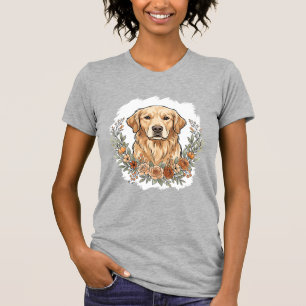 T-shirt Sublimation Retriever Doré Floral