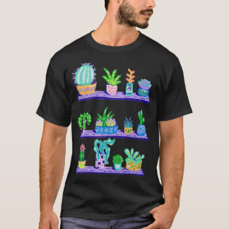 T-shirt Succulents et cactus verts sur un plateau