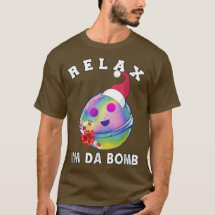 T-shirt sucre de canne bain bombes santa chapeau émoticon 
