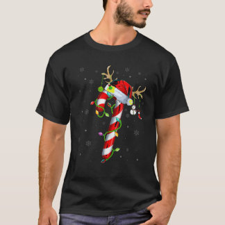 T-shirt Sucre de canne Crew Père Noël Xmas Lumières Noël E