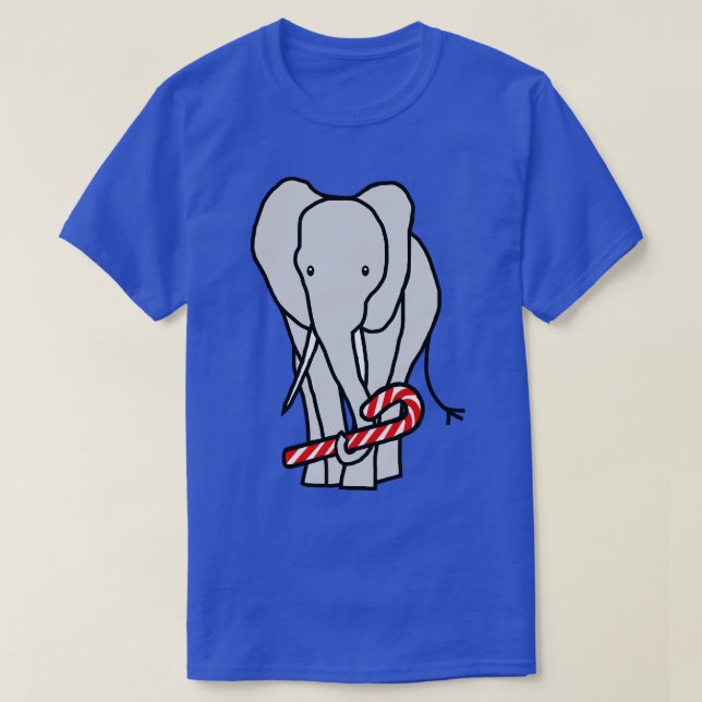 T-shirt Sucre de canne de détention de l'éléphant de Noël (Design devant)