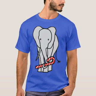T-shirt Sucre de canne de détention de l'éléphant de Noël