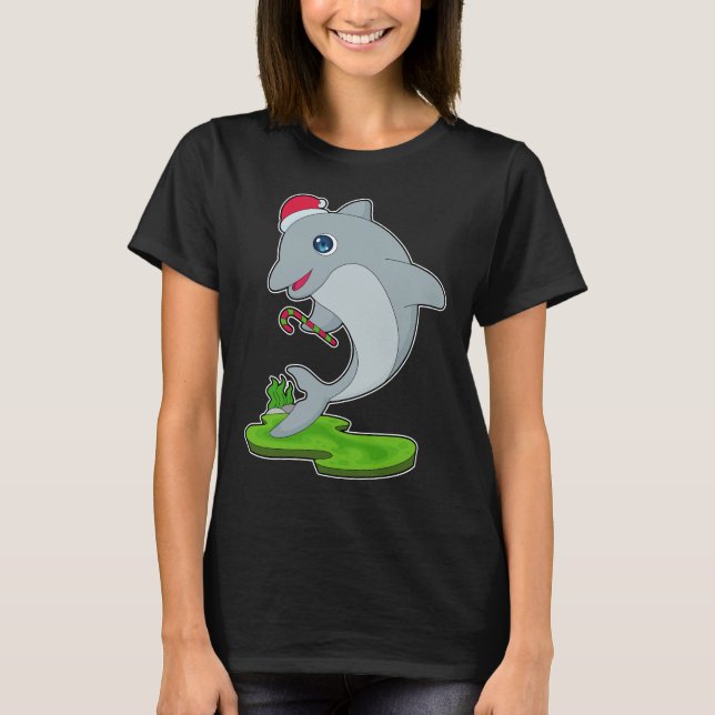T-shirt Sucre de canne de Noël dauphin (Devant)