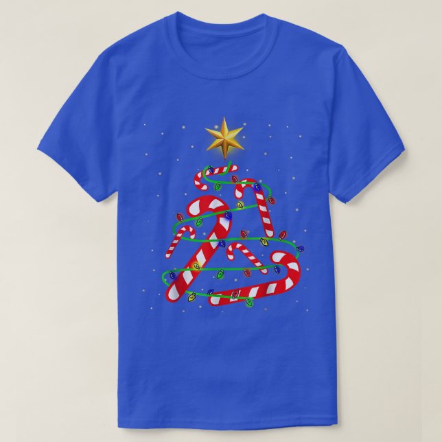 T-shirt Sucre de canne de Noël Funny Noël Arbre Lumière Ca (Design devant)