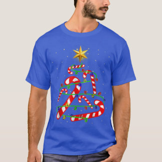 T-shirt Sucre de canne de Noël Funny Noël Arbre Lumière Ca
