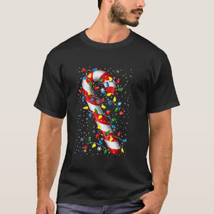 T-shirt Sucre de canne de Noël Joyeux et illuminations de
