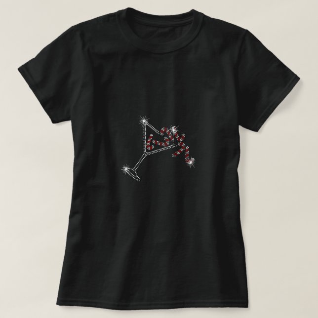 T-shirt Sucre de canne de Noël Martini Bling Rhinestone Ch (Design devant)