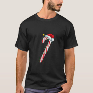 T-shirt Sucre de canne de Noël Santa Hat Xmas Lumières Fem