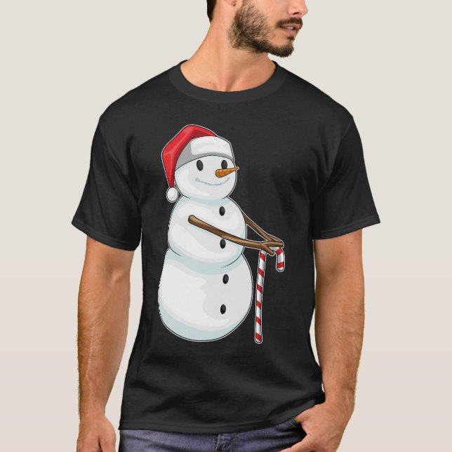 T-shirt Sucre de canne de Noël Snowman (Devant)