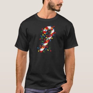 T-shirt Sucre de canne Joyeux et lumineux Noël Lumières Bo