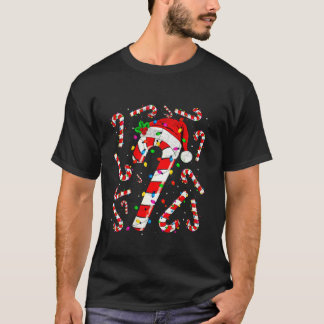 T-shirt Sucre de canne rouge et blanc Père Noël Ligh Noël
