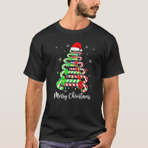 T-shirt Sucre de canne Santa Hat Funny Noël Arbre Joyeux N