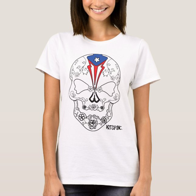 T-shirt Sucrerie portoricaine de crâne (Devant)