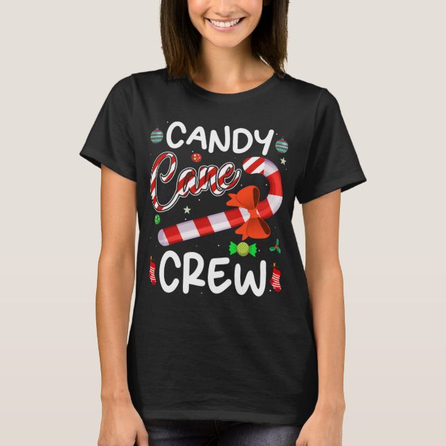 T-shirt Sucres de canne de Noël Crew amusant Noël bonhomme (Devant)