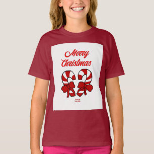 T-shirt Sucres de canne de Noël Filles Maroon Basic T Shir