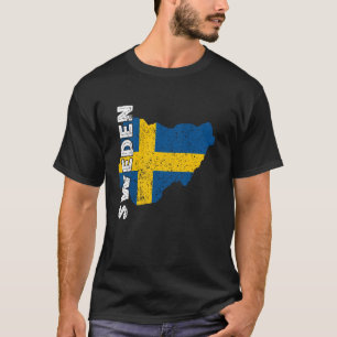 T-shirt Suède Carte Sverige Vintage Suède Drapeau Suédois