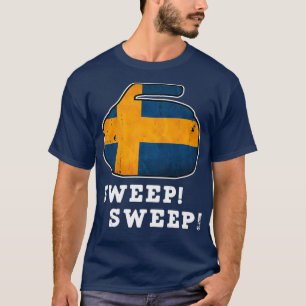 T-shirt Suède Curling Drapeau National Sweep Curler