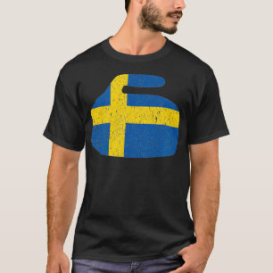 T-shirt Suède Drapeau Curling Rock Curling suédois