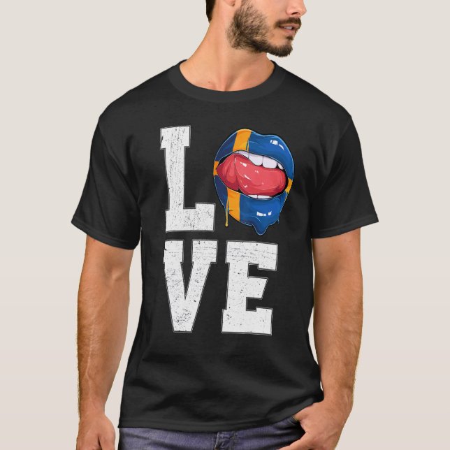 T-shirt Suède Drapeau Soccer Fan Love Swede (Devant)