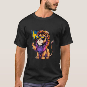 T-shirt Suède Lion Mignon Sverige Drapeau Suédois Fierté S