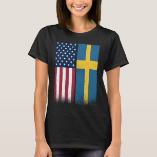 T-shirt Suède Suède Amérique drapeaux Fier USA Suède
