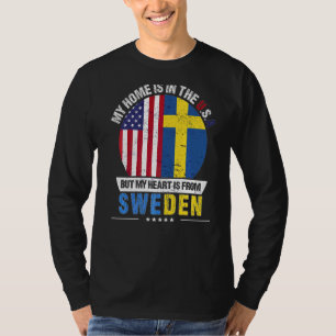 T-shirt Suédoise Américaine Le Coeur Patriote Est De Suède