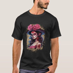 T-shirt Sugar Crâne Femmes Dia De Muertos La Catrina Jour