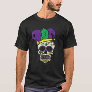 T-shirt Sugar Skull Jester Casquette Funny Mardi Gras Carn