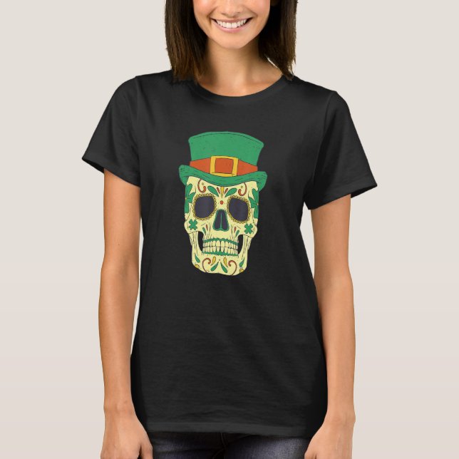 T-shirt Sugar Skull Saint Patricks Day of Dead Mexican Men (Devant)