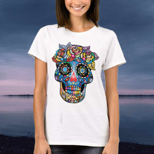 T-shirt Sugar Skull style art mexicain