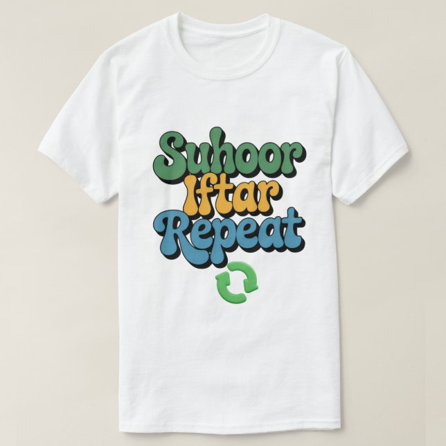 T-shirt Suhoor Iftar Repeat Faux Crochet PNG Ramadan shirt (Design devant)
